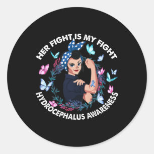 Her Fight Is My Fight Hydrocephalus Awareness Stro Classic Round Sticker