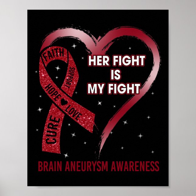Her Fight Is My Fight Ribbon Heart Brain Aneurysm  Poster (Front)