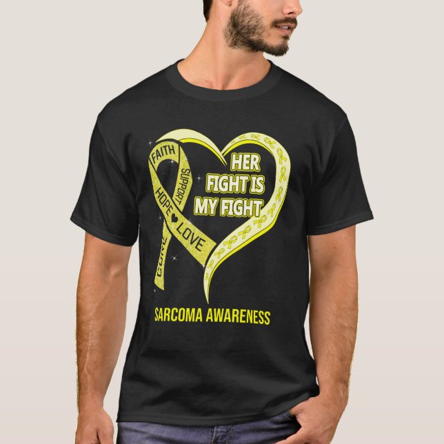 Her Fight Is My Fight Sarcoma Awareness Ribbon Hea T-Shirt (Front)