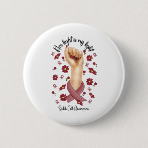 Her Fight Is My Fight Sickle Cell Awareness Burgun 6 Cm Round Badge