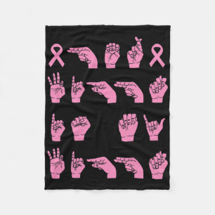 Her Fight Is My Fight Sign Language Breast Cancer Fleece Blanket