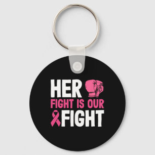 Her Fight Is Our Fight Boxing Glove Breast Cancer Key Ring