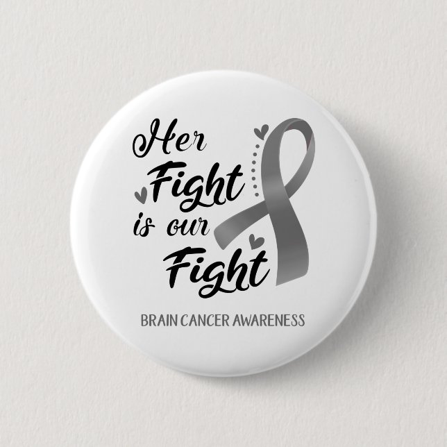 Her Fight is our Fight Brain Cancer Awareness 6 Cm Round Badge (Front)