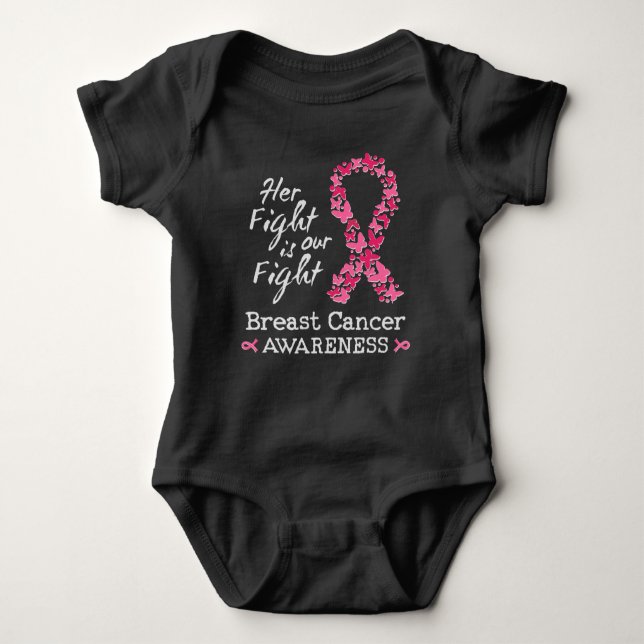 Her fight is our fight Breast Cancer Awareness Baby Bodysuit (Front)