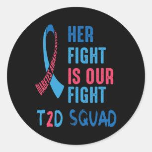 Her Fight Is Our Fight Diabetes Awareness Day T2D Classic Round Sticker