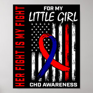 Her Fight Little Girl Chd Awareness American Flag  Poster