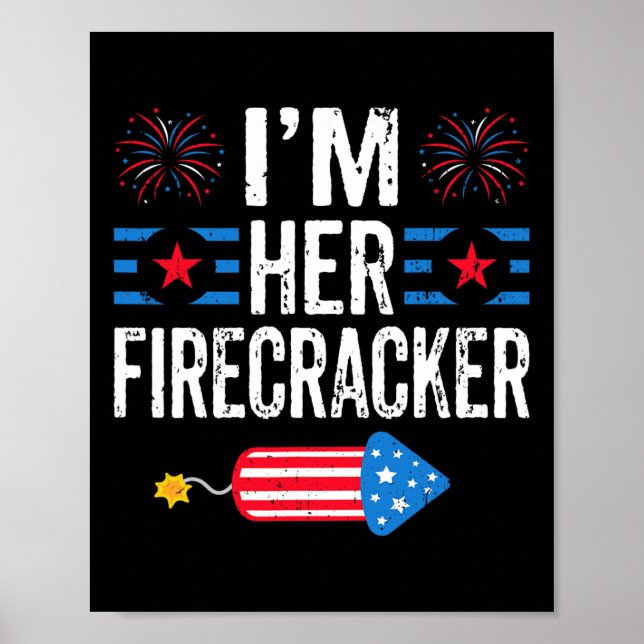 Her Firecracker 4th Of July Fireworks Matching Cou Poster (Front)