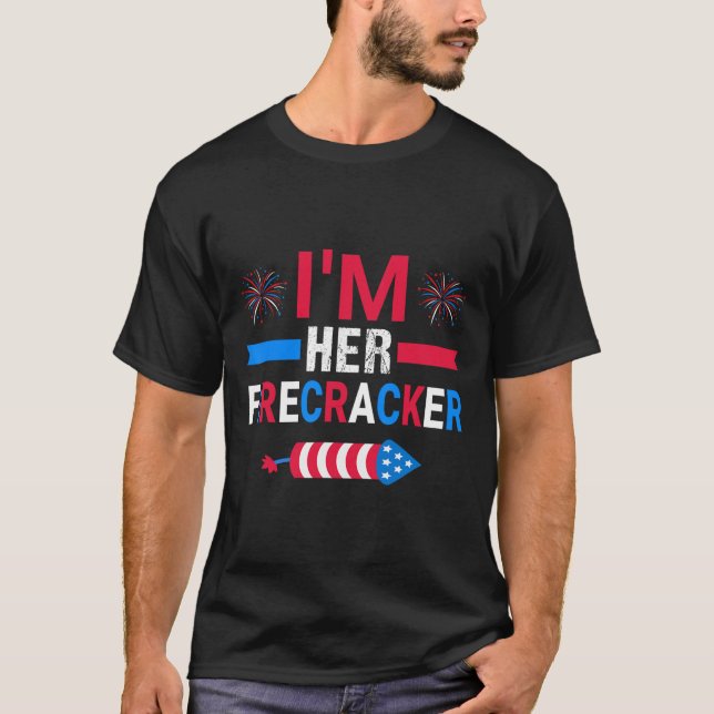 Her Firecracker July 4th Matching Couple For Here  T-Shirt (Front)
