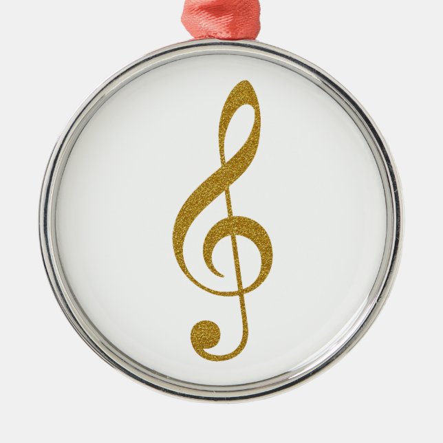 her golden treble clef musical note metal tree decoration (Front)