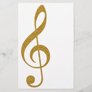 her golden treble clef musical note stationery