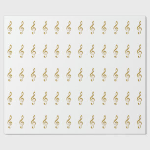 her golden treble clef musical note wrapping paper
