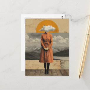 Her Head Was In the Clouds Surreal Art Postcard