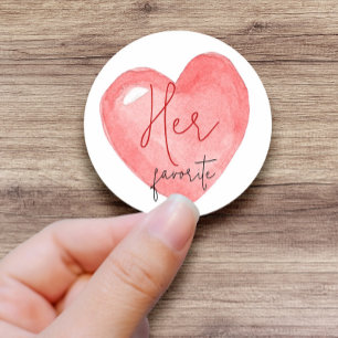 Her, His, Our Favourite Bridal Shower Wedding Favo Classic Round Sticker