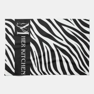 Her Kitchen Zebra Print Monogram Towel 