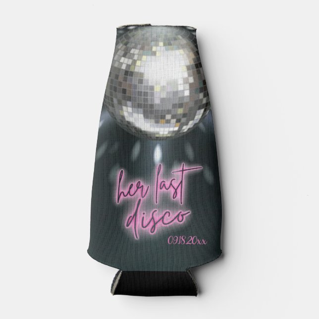 Her Last Disco Bachelorette Party  Bottle Cooler (Front)