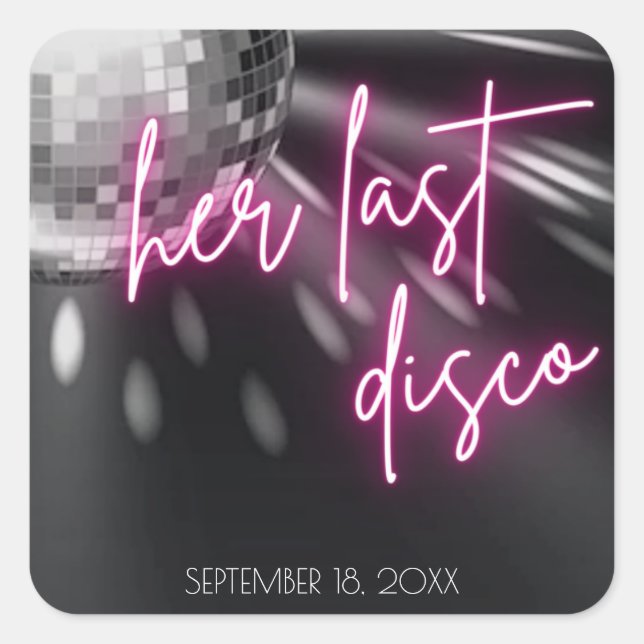 Her Last Disco Bachelorette Party Napkins Square P Sticker (Front)