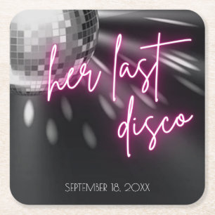 Her Last Disco Bachelorette Party Napkins Square Paper Coaster