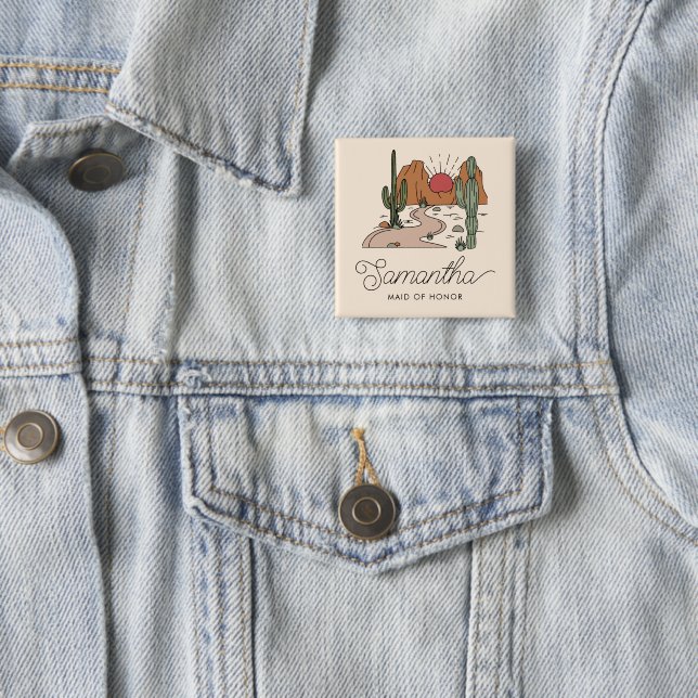 Her Last Fiesta Boho Desert Bachelorette Weekend 15 Cm Square Badge (In Situ)