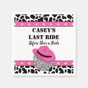 Her Last Ride Disco Cowgirl Bachelorette Party Napkin