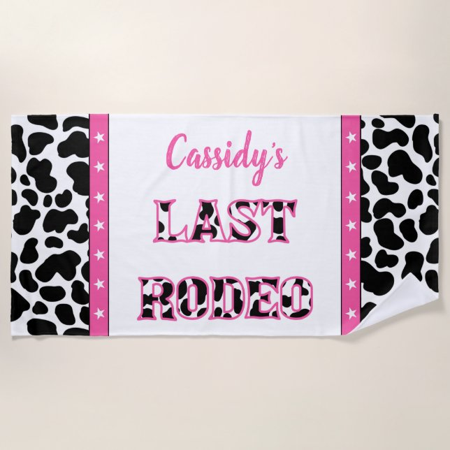 Her Last Rodeo Disco Cowgirl Bachelorette Party Beach Towel (Front)