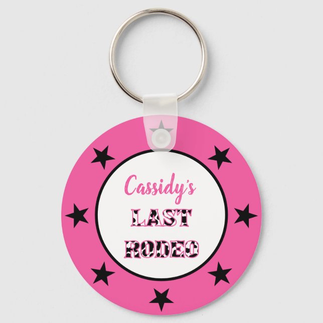 Her Last Rodeo Disco Cowgirl Bachelorette Party Key Ring (Front)