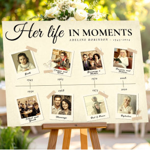 Her Life in Moments Funeral Photo Memory Timeline Poster