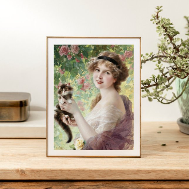 Her Little Kitten by Emile Vernon Photo Print (Creator Uploaded)