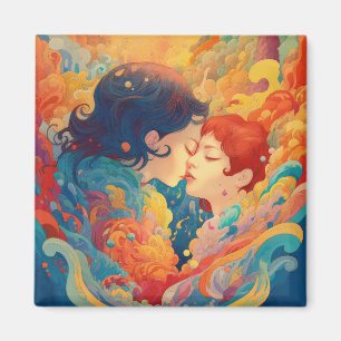 Her Love, Her Way    Lesbian Kiss Art Deco Style Magnet