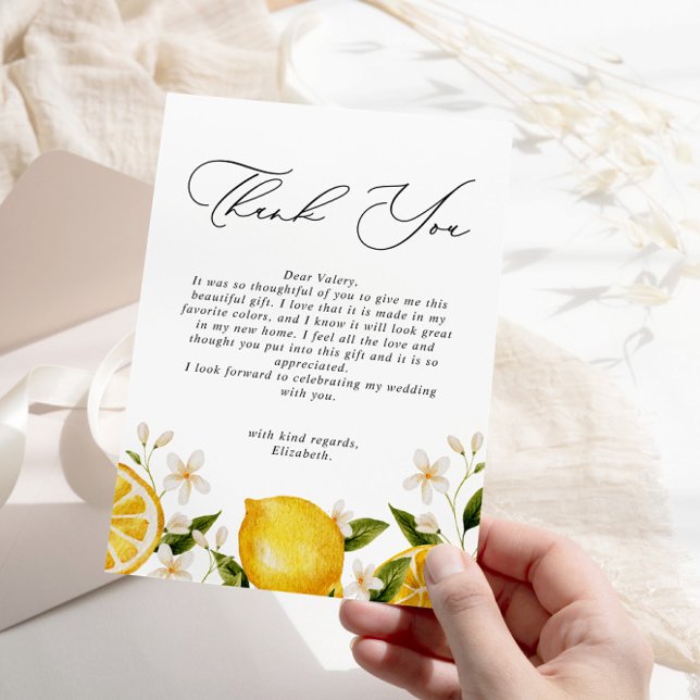 Her Main Squeeze Lemon Bridal Shower Thank You Card (Creator Uploaded)