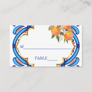 Her Main Squeeze orange blue bridal shower  Place Card