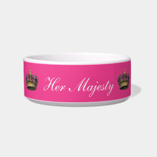 Her Majesty Funny Queen Royal Pet Humour Hot Pink Bowl