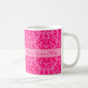Her Majesty Queen Mum damask royal pink mug