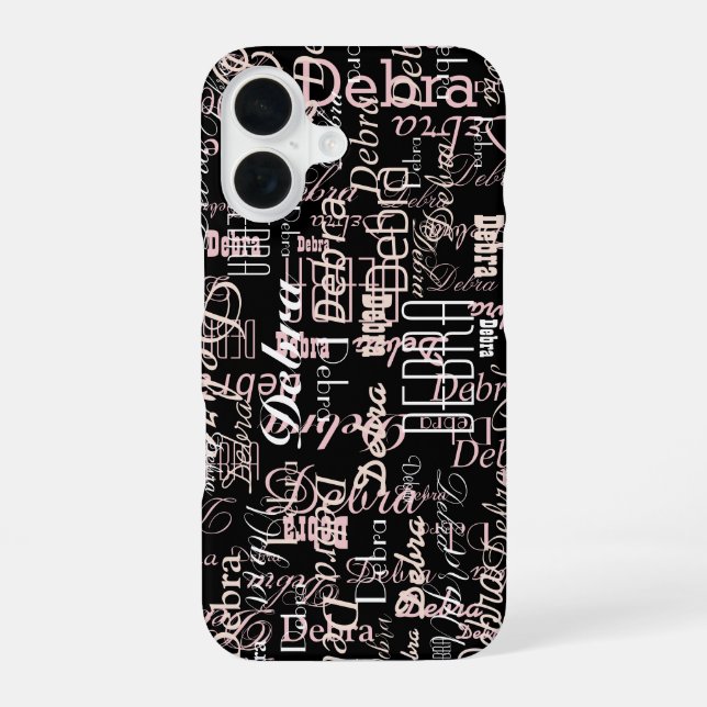 Her Name repeating all over black iPhone 16 Case (Back)