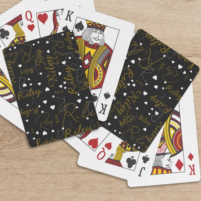 Her Name with Hearts on Black Playing Cards (Creator Uploaded)