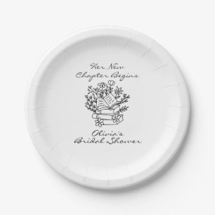 Her New Chapter Begins Book themed Bridal Shower Paper Plate