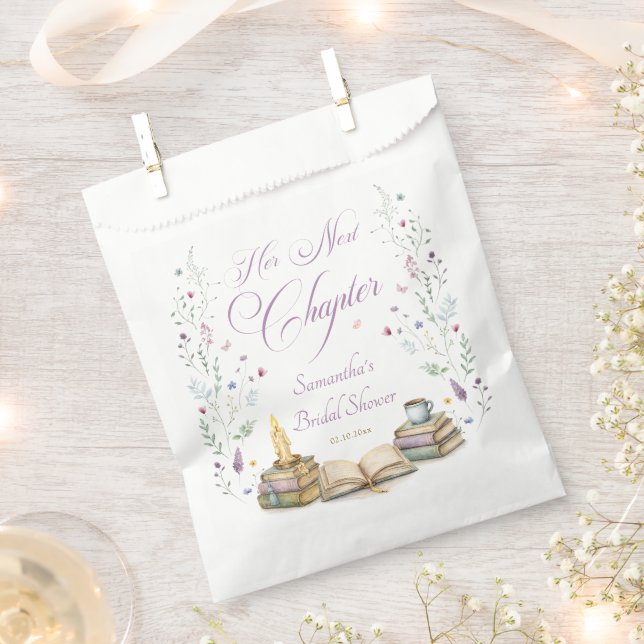Her Next Chapter Book Bridal Shower Favour Bag (Clipped)