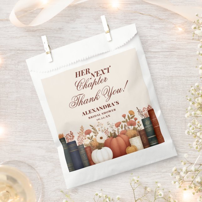 Her Next Chapter Book Theme Bridal Shower Favour Bag (Clipped)