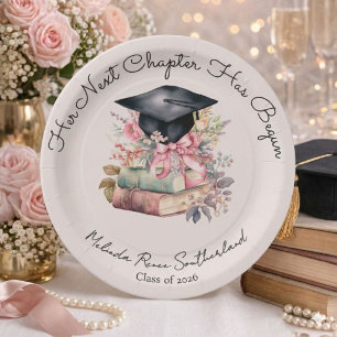 Her Next Chapter Books Graduation Party Paper Plate