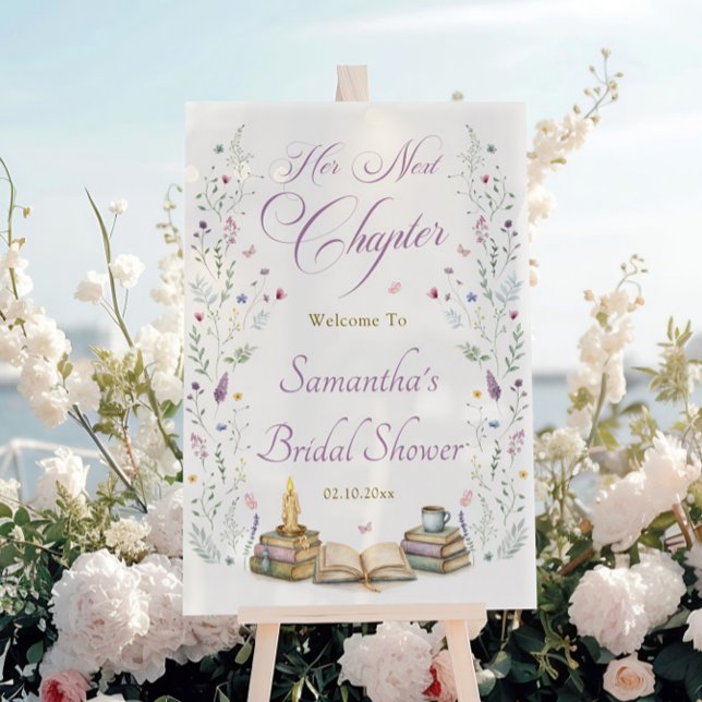 Her Next Chapter Bridal Shower Welcome  Acrylic Sign (Creator Uploaded)