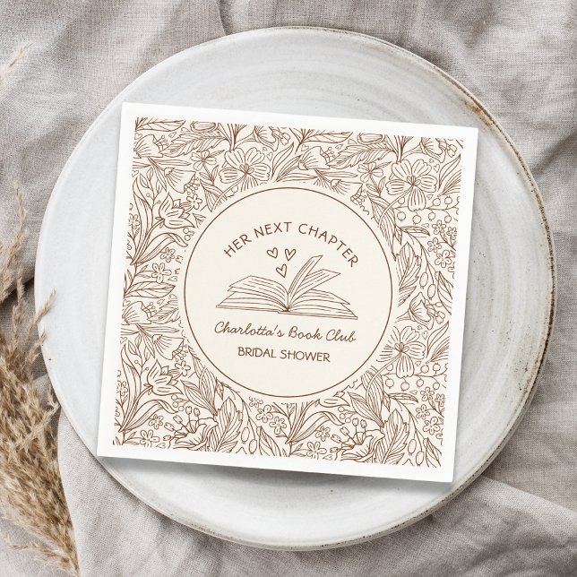 Her Next Chapter Brown Book Club Bridal Shower Napkin (Her Next Chapter Brown Book Club Bridal Shower Napkins)