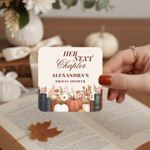 Her Next Chapter Fall Book Theme Bridal Shower Square Sticker