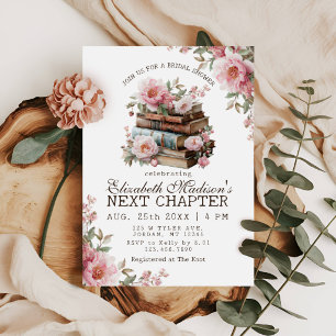 Her Next Chapter Floral Book Bridal Shower Invitation