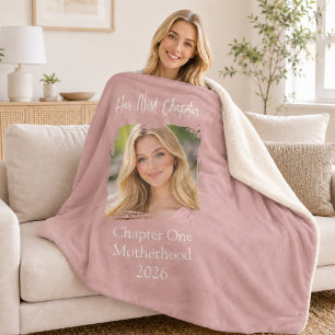 Her Next Chapter Mother Mum Photo Dusty Rose Pink Sherpa Blanket