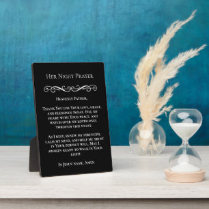 Her Night Prayer Modern Minimalist Black Plaque