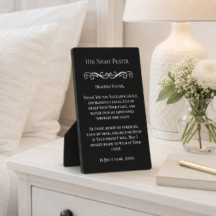 Her Night Prayer Modern Minimalist Black Plaque