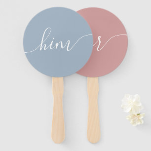 Her Or Him Baby Shower Game Hand Fan