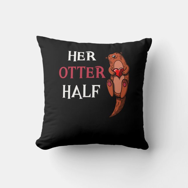 Her Otter Half Cute Mens Boyfriend Matching Cushion (Front)