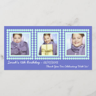 Her Photo in Lights Purple Birthday Diva Thank You Card