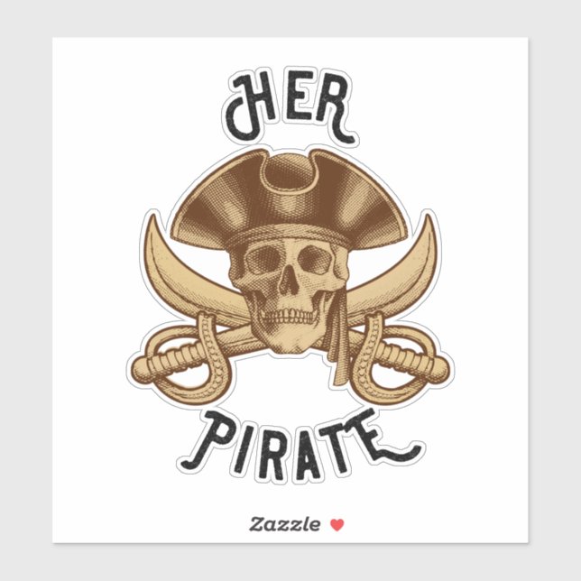 Her Pirate Vintage Crossbones Skull & Sword (Sheet)
