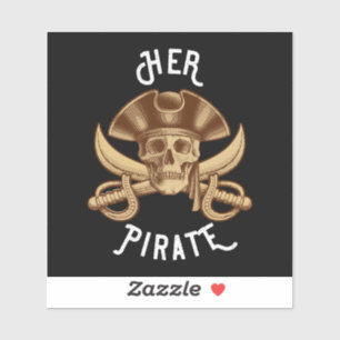 Her Pirate Vintage Crossbones Skull & Sword Sticke